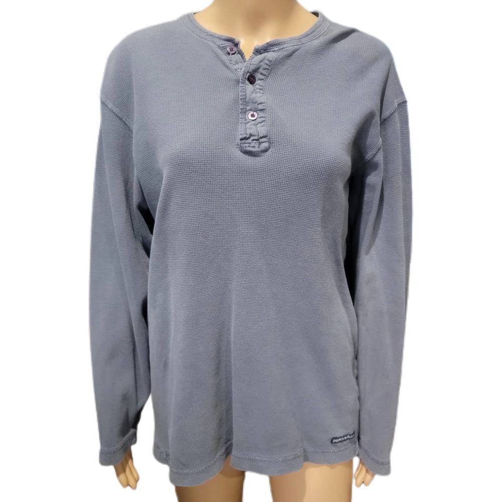 Paper Denim & Cloth Blue Thermal Henley Medium - Picture 1 of 6